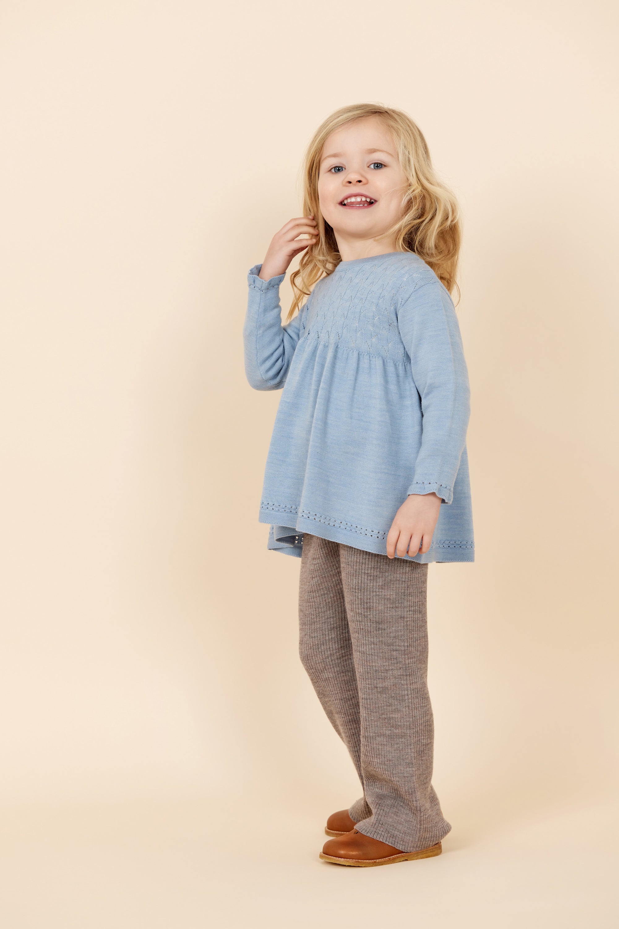 Merino Wide Rib Pants | Natural Melange