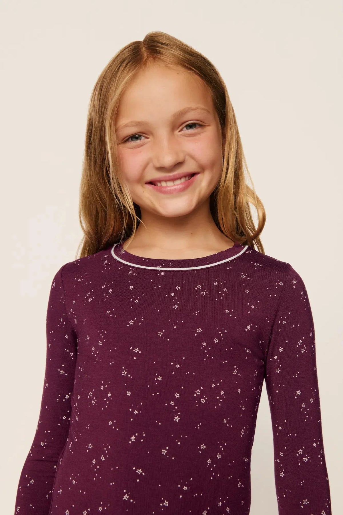 Kids Printed Long Pj Set | Starlight Wildberry Ivory