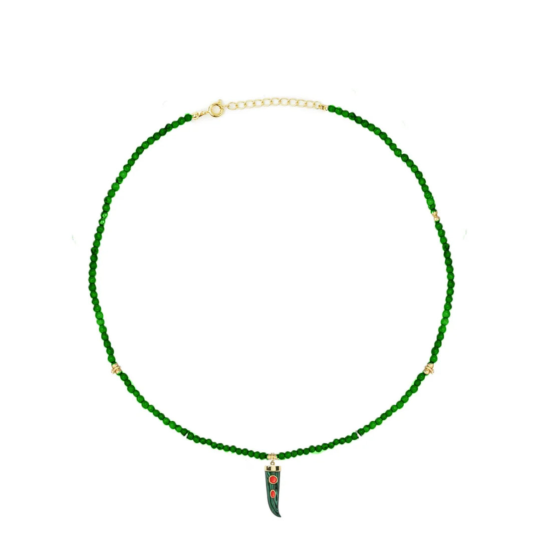 Malachite Necklace with Fang Charm