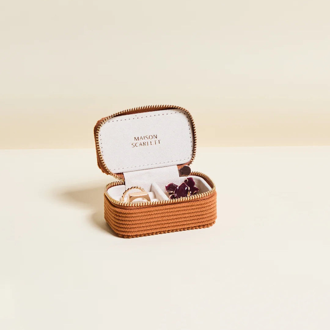 Marie Mini Corduroy Travel Jewelry Box