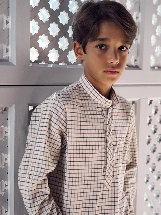 Mateo Long Sleeve Shirt | Caramel Check