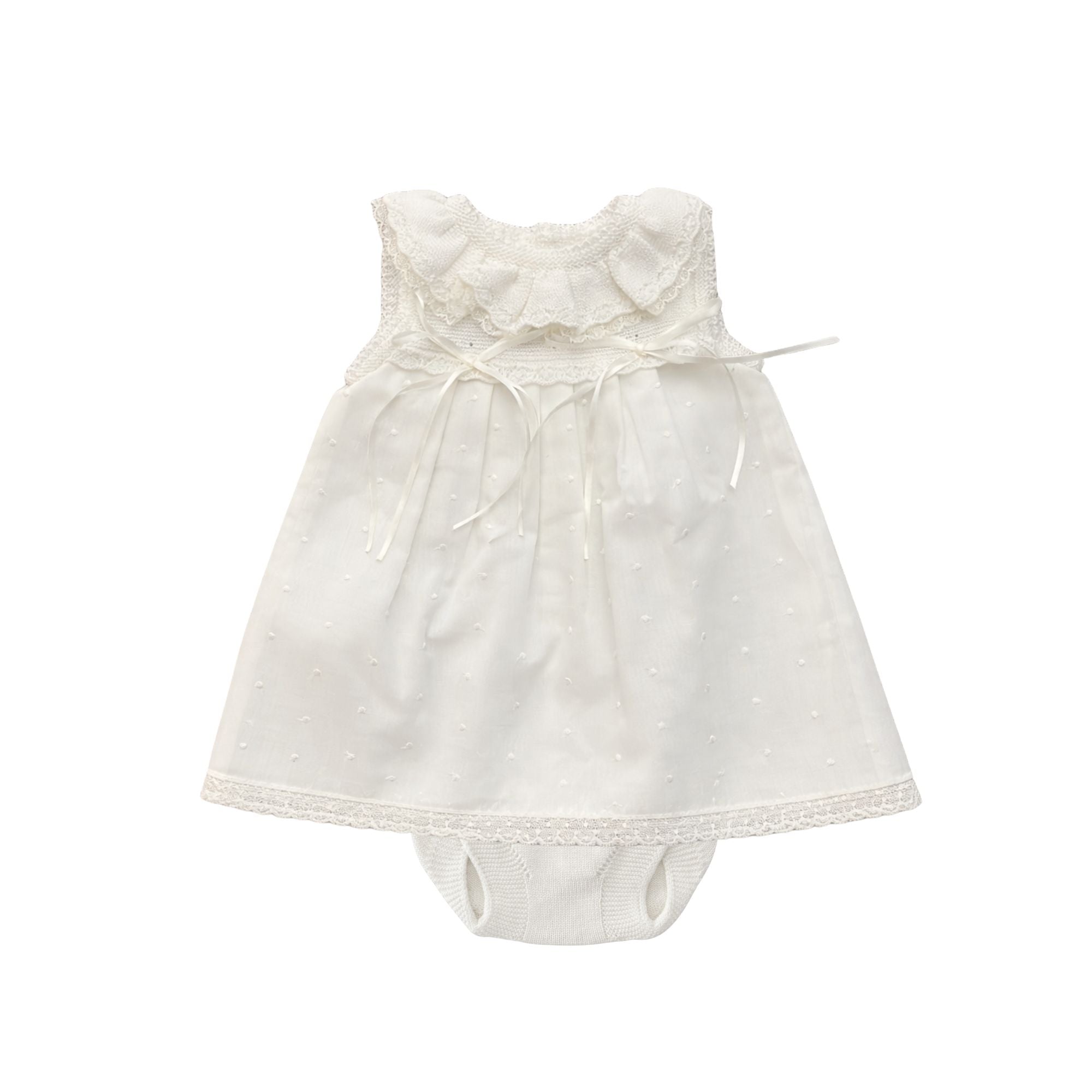 Plumeti Dress & Bloomer Set | Ivory