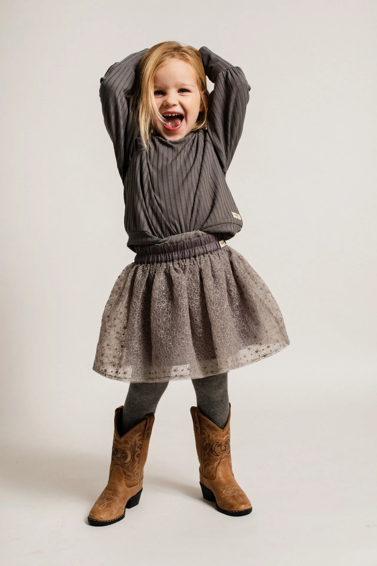 Fey Tulle Skirt | Grey Steel