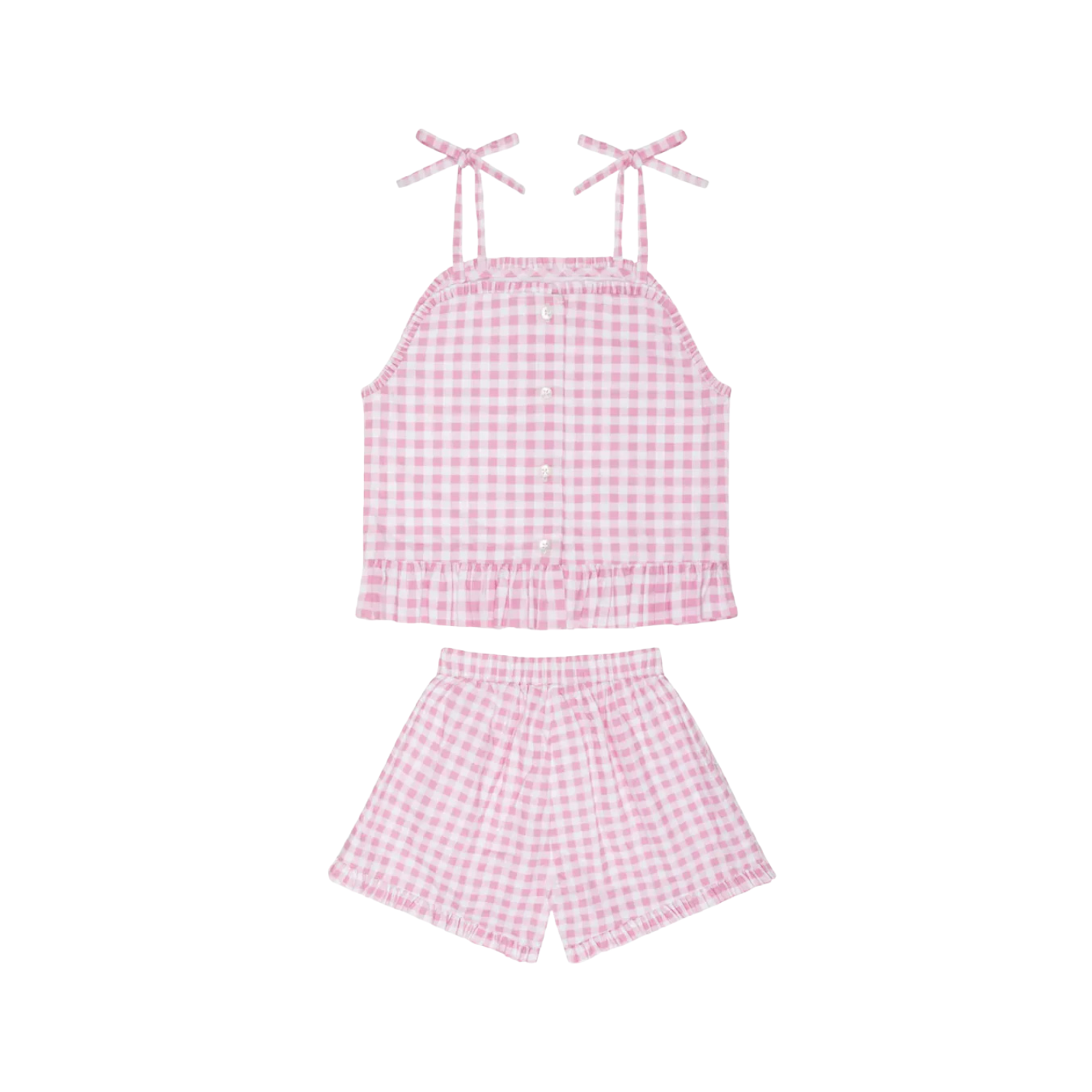 Tie Tank And Short Set | Blush Gingham