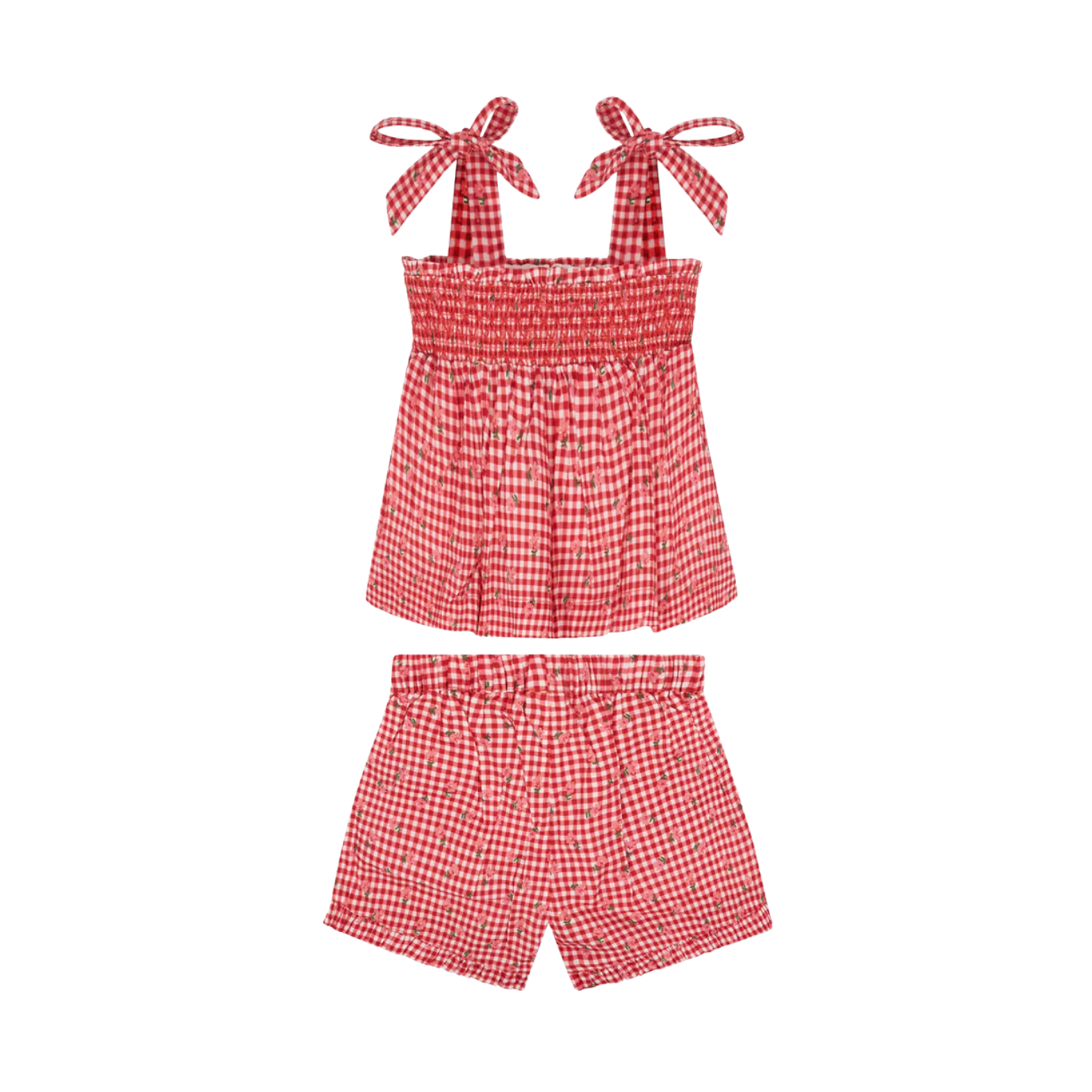 Smocked Top & Short Set | Cranberry Gingham