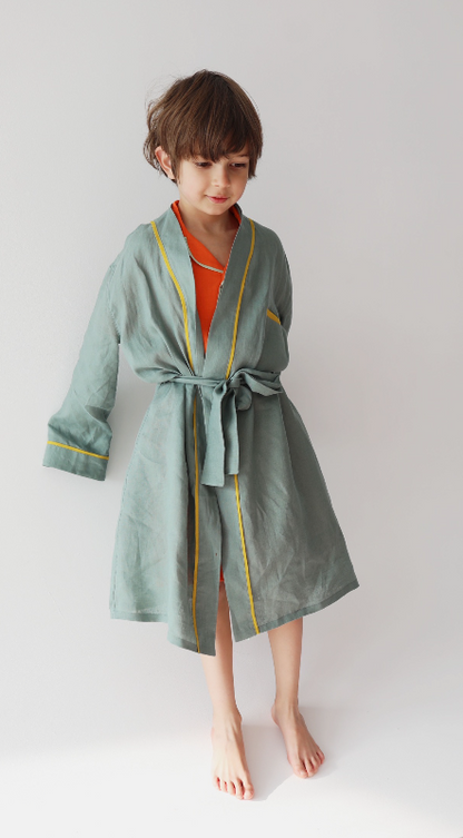 Olive Linen Robe