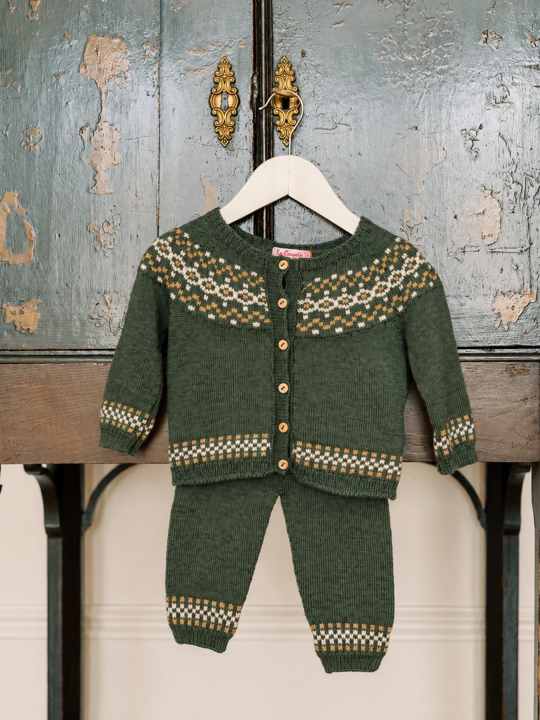 Ramiro Merino Fair Isle Knitted Set | Olive