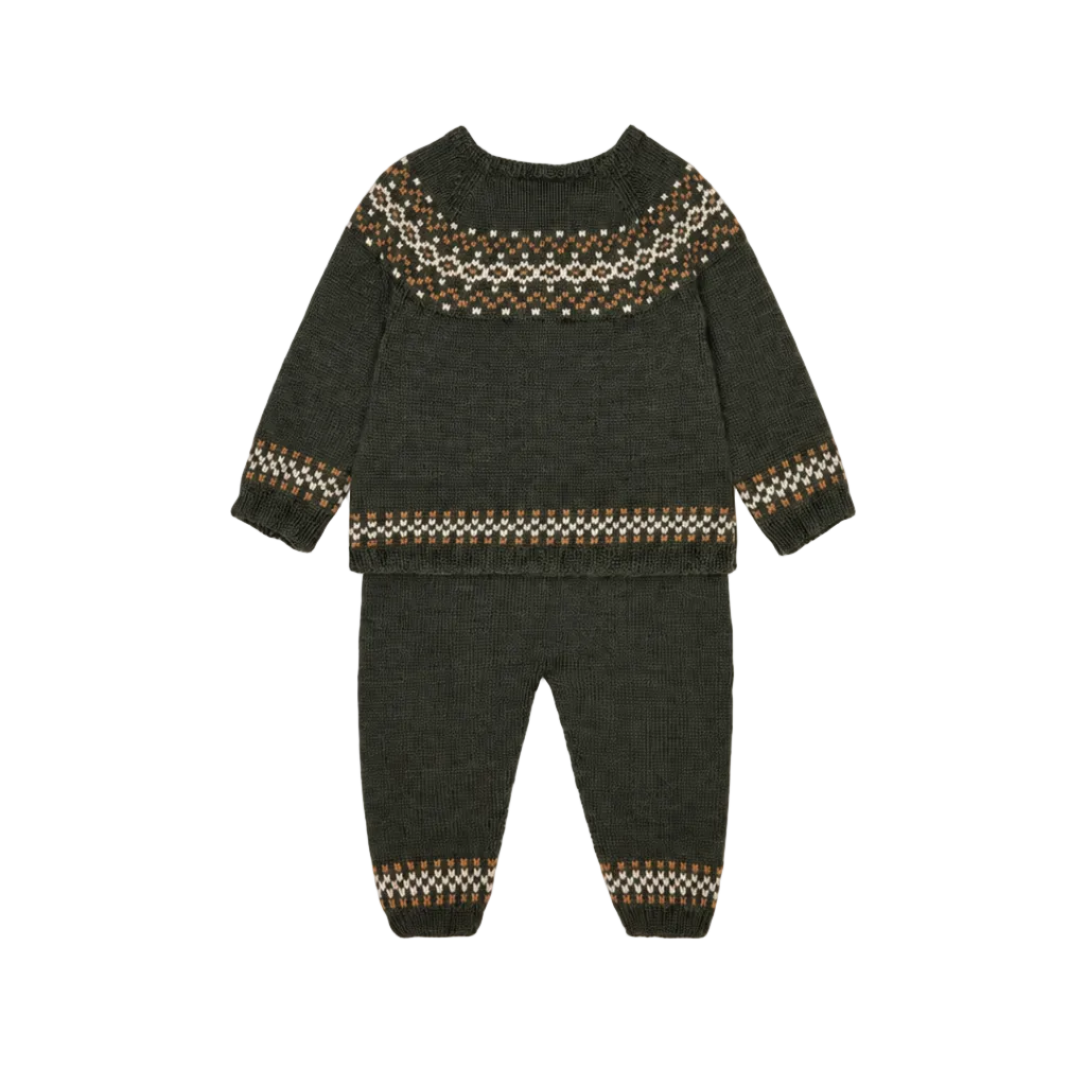 Ramiro Merino Fair Isle Knitted Set | Olive