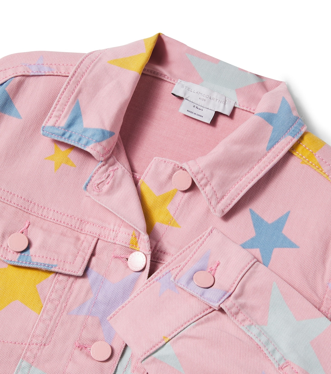 Star Print Denim Jacket | Light Pink