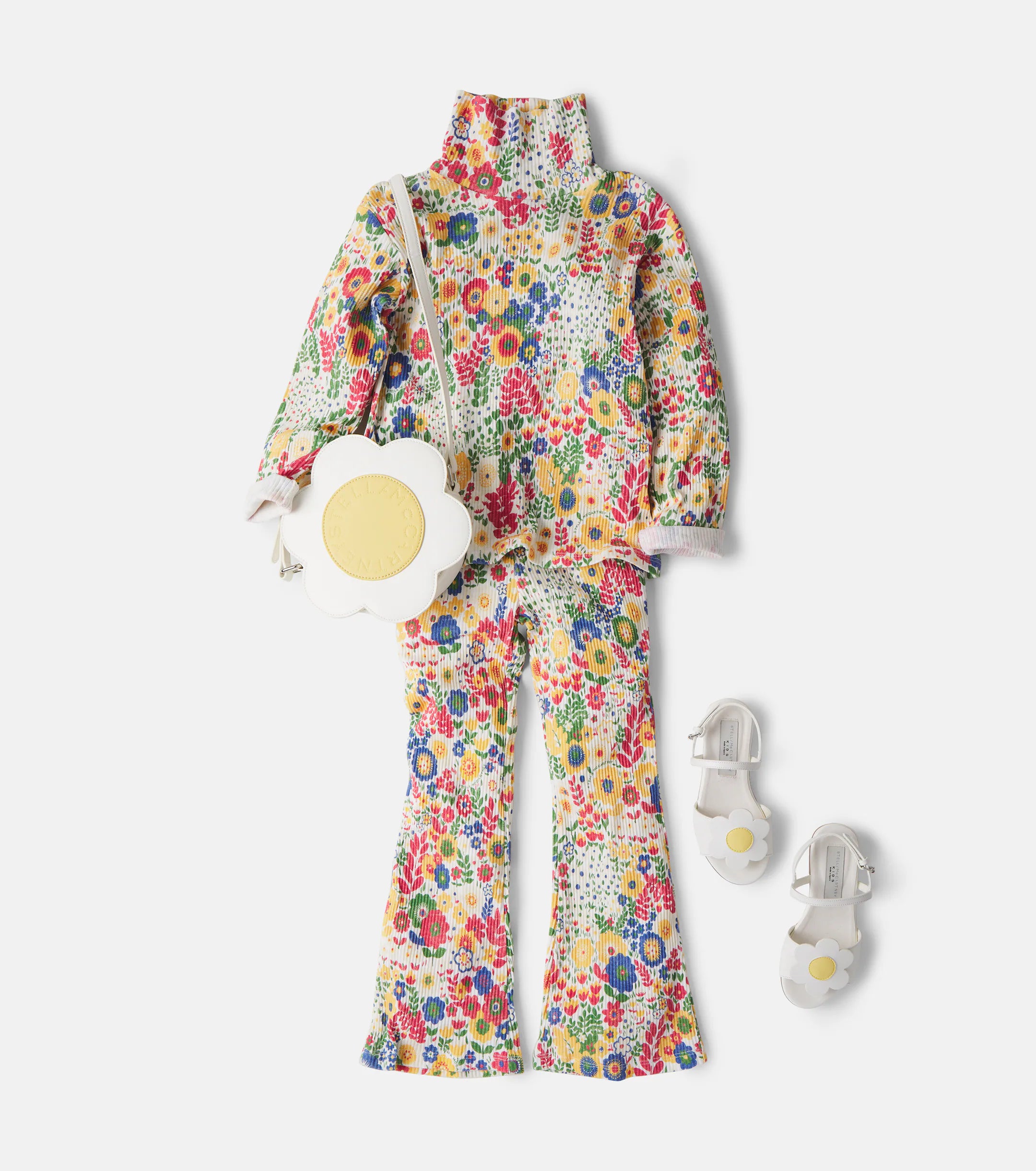 Floral Ribbed Cotton Jersey Pants