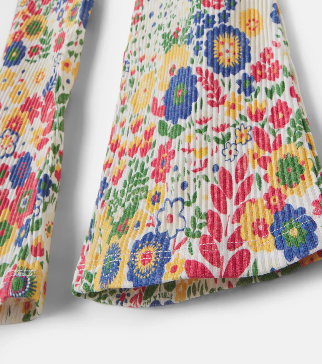 Floral Ribbed Cotton Jersey Pants