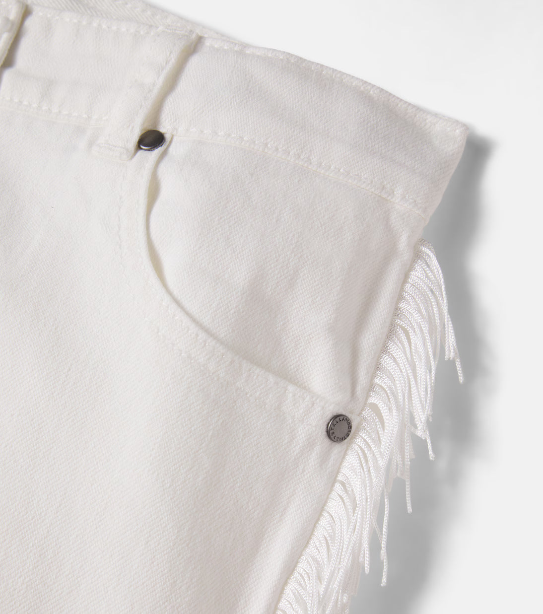 Fringe Trimmed Gabardine Pants | Ivory