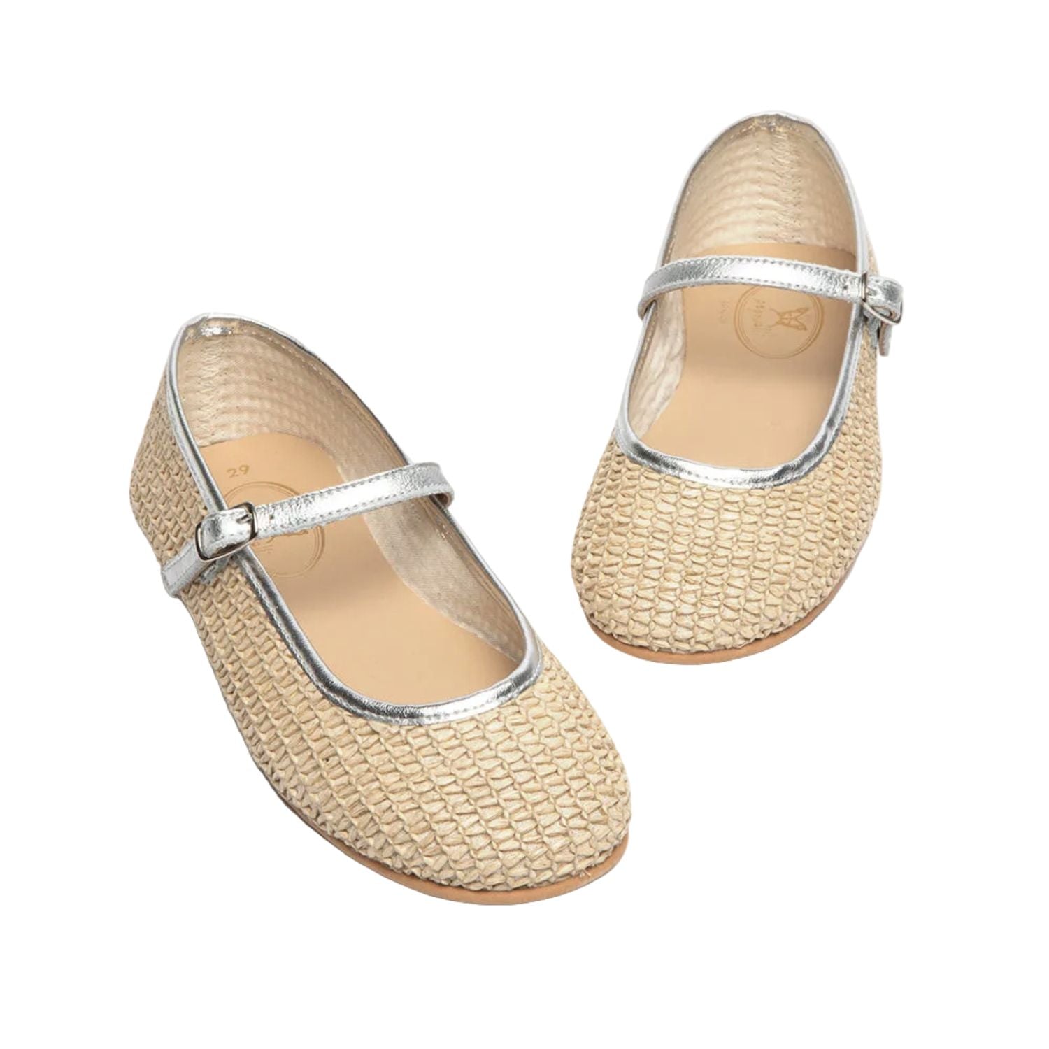 Aurelie Buckle Shoes | Natural Raffia Silver