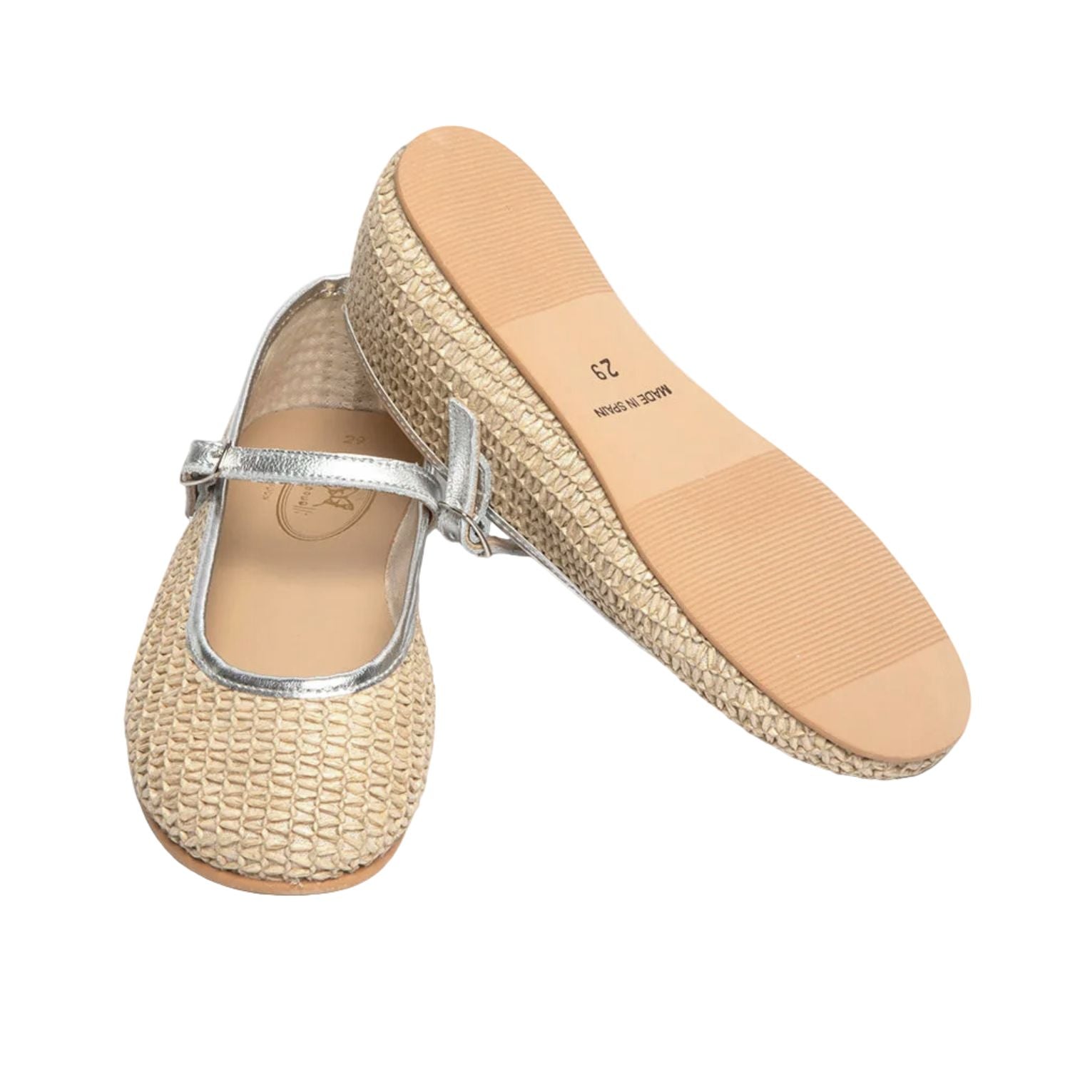 Aurelie Buckle Shoes | Natural Raffia Silver