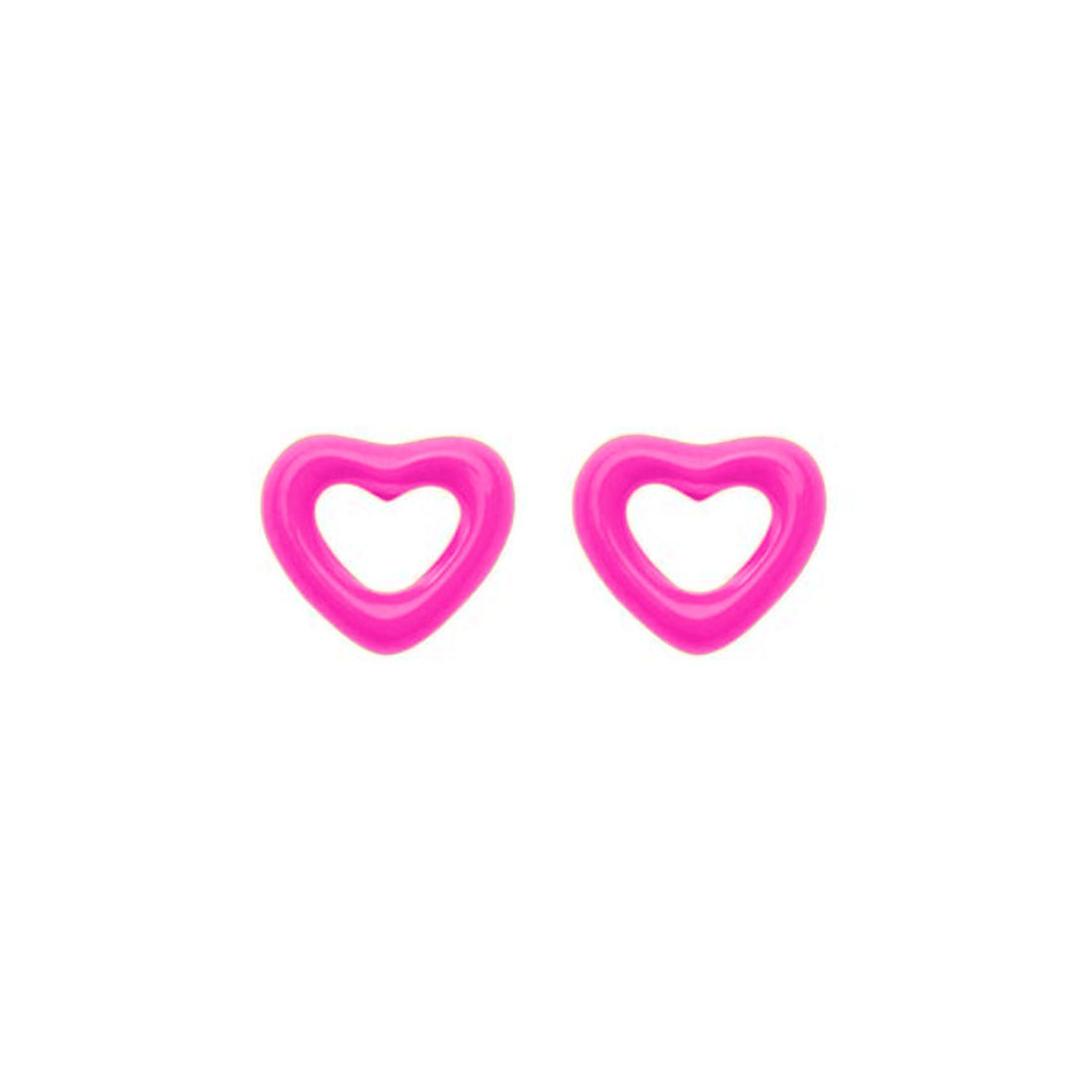 Pink Enamel Heart Earrings