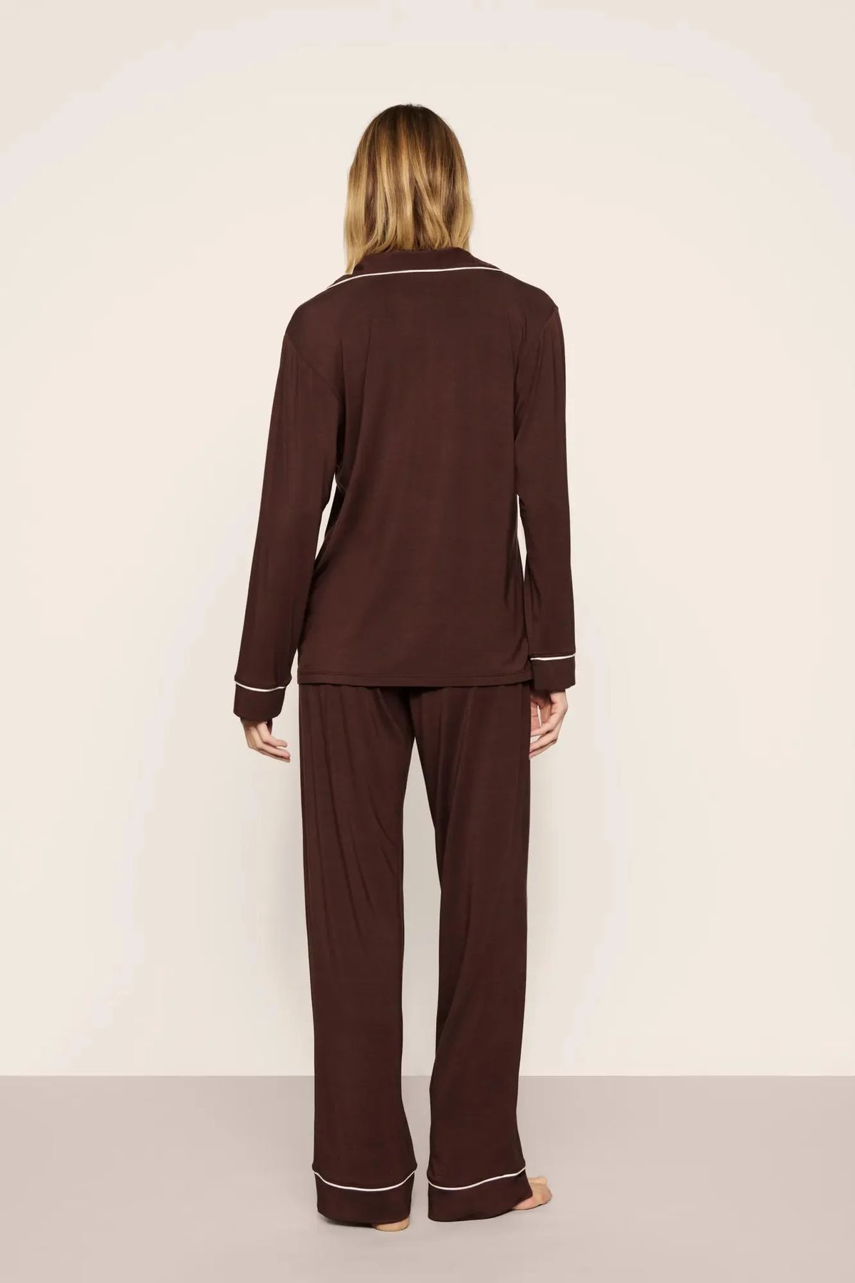 Womens Gisele Long Pj Set | Chocolate Ivory