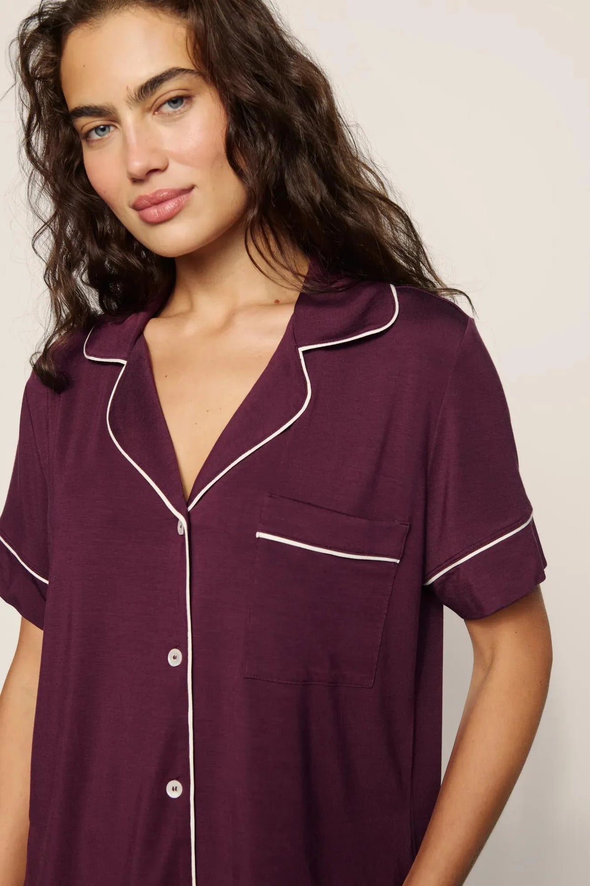 Womens Gisele Shortie Short PJ Set | Wildberry Ivory