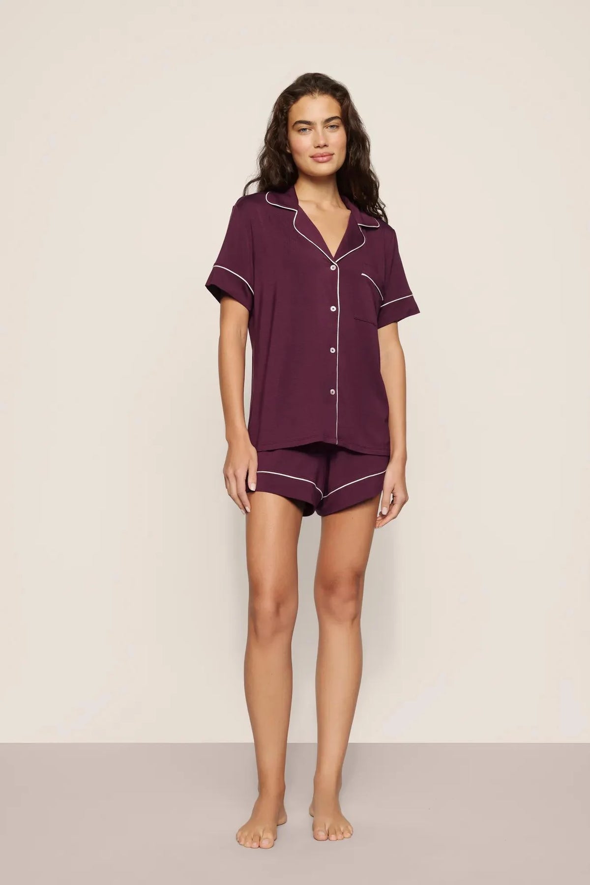 Womens Gisele Shortie Short PJ Set | Wildberry Ivory