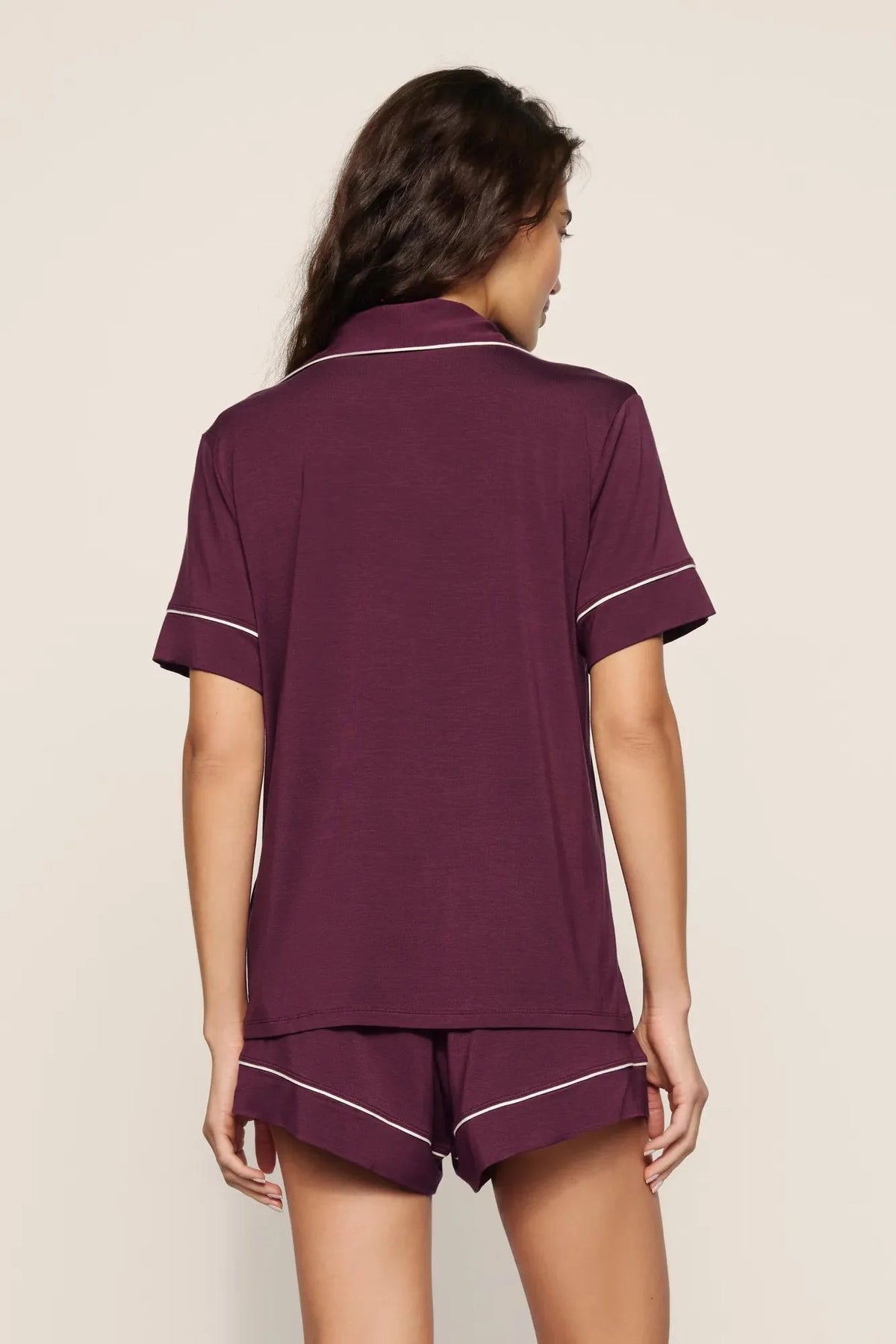 Womens Gisele Shortie Short PJ Set | Wildberry Ivory