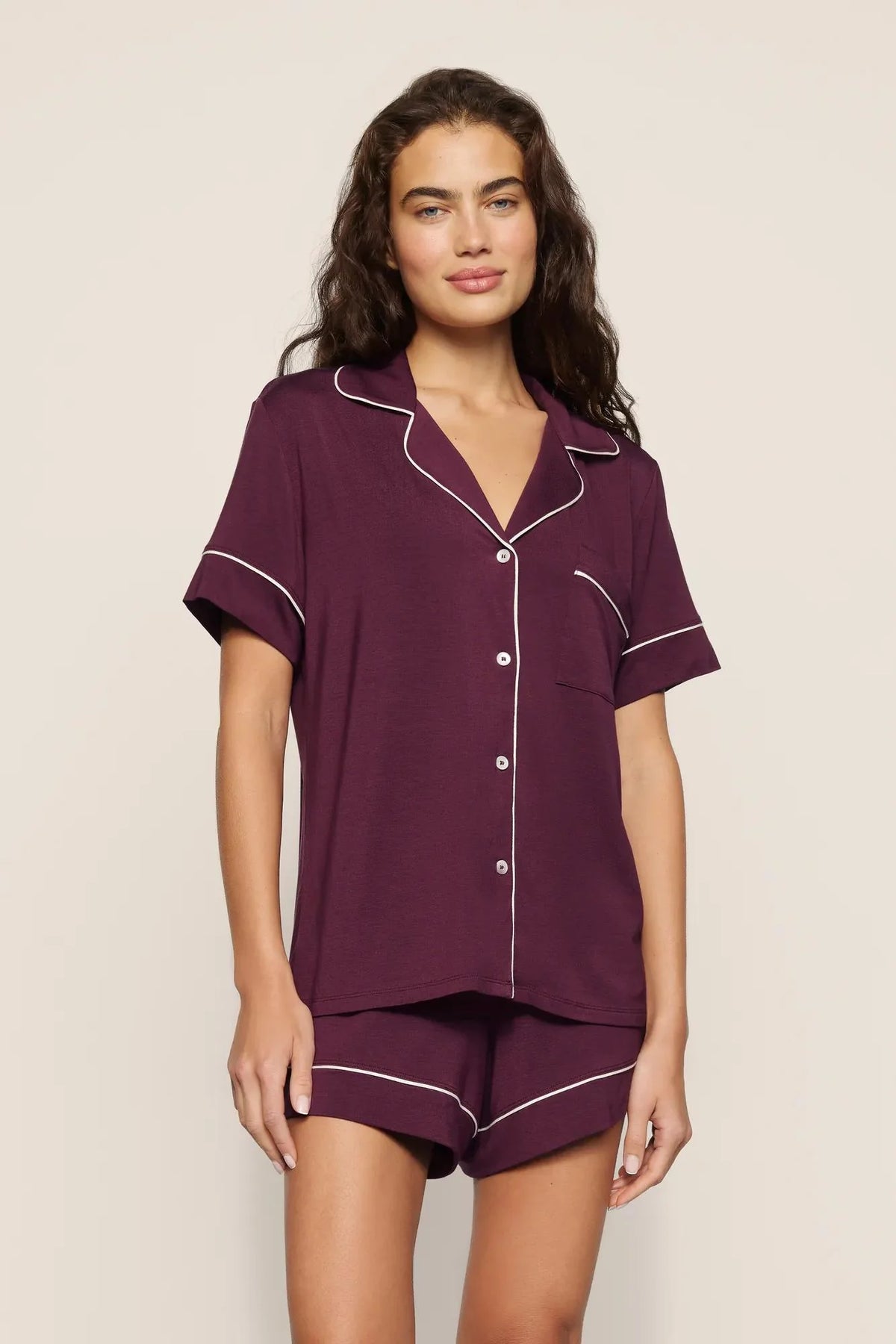 Womens Gisele Shortie Short PJ Set | Wildberry Ivory