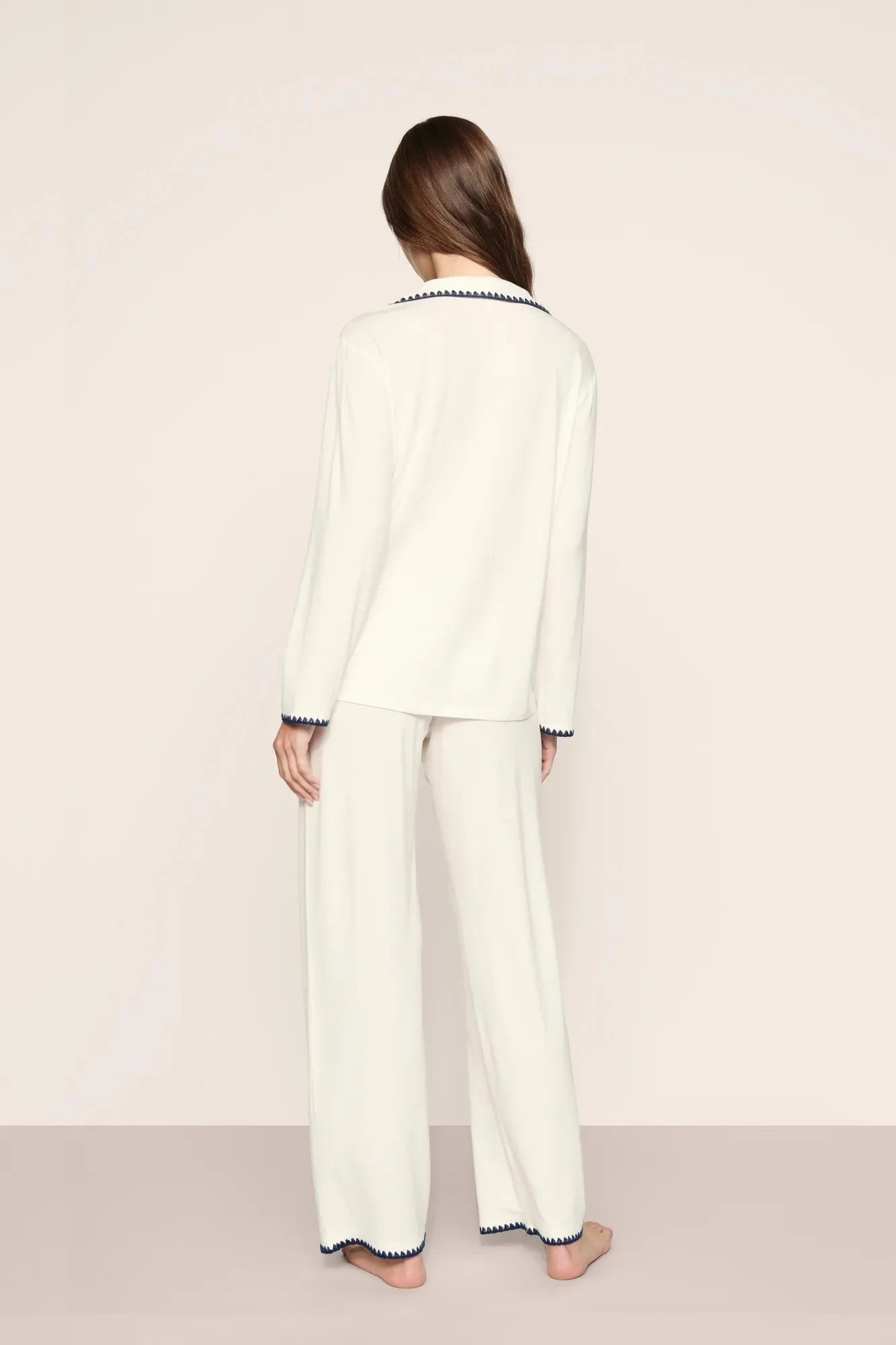 Womens Frida Long PJ Set | Ivory