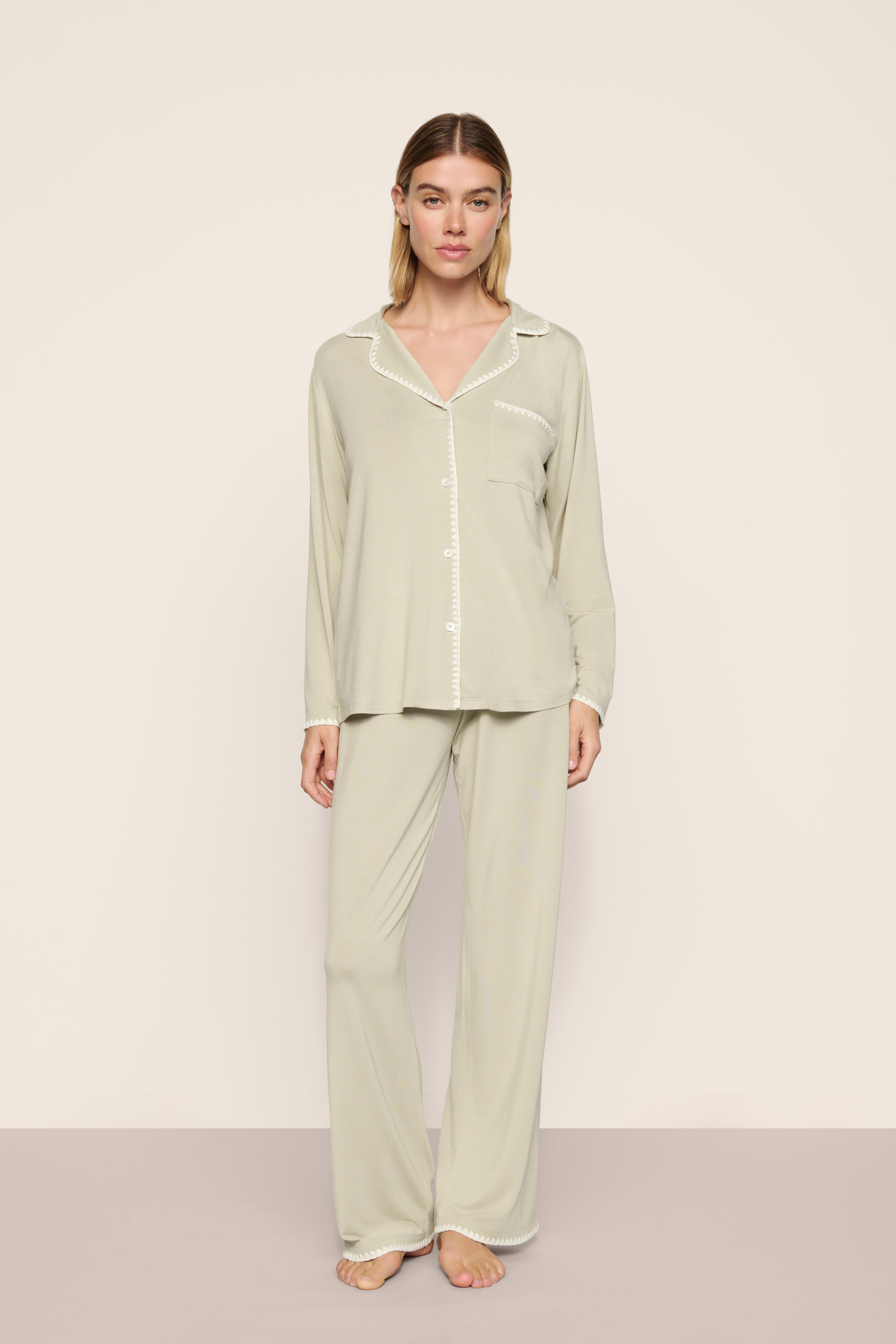 Womens Frida Long PJ Set | Sandstone