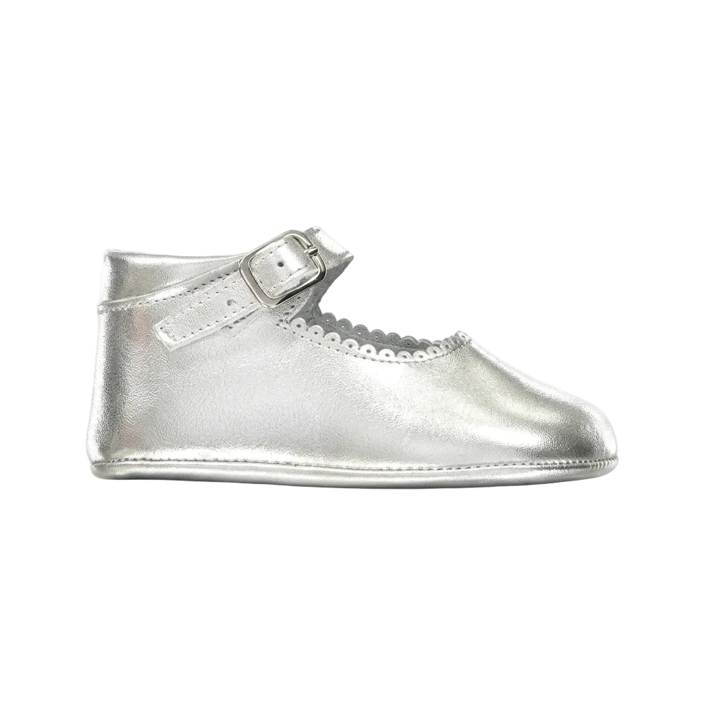 Leather Baby Mary Jane Shoes | Silver