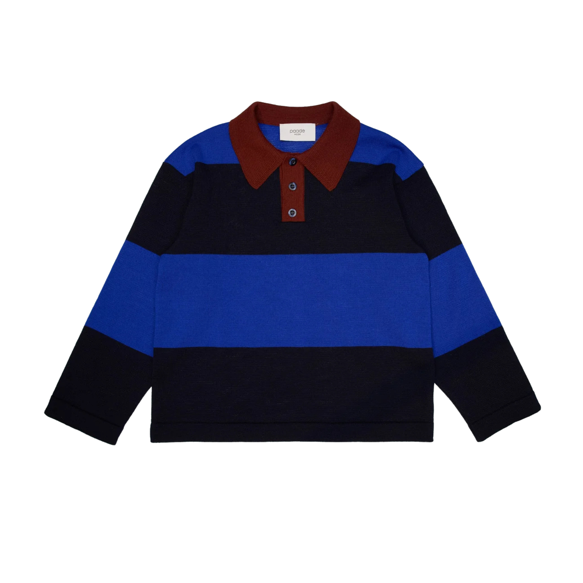 Beau Merino Wool Polo Shirt | Dark Blue Stripes