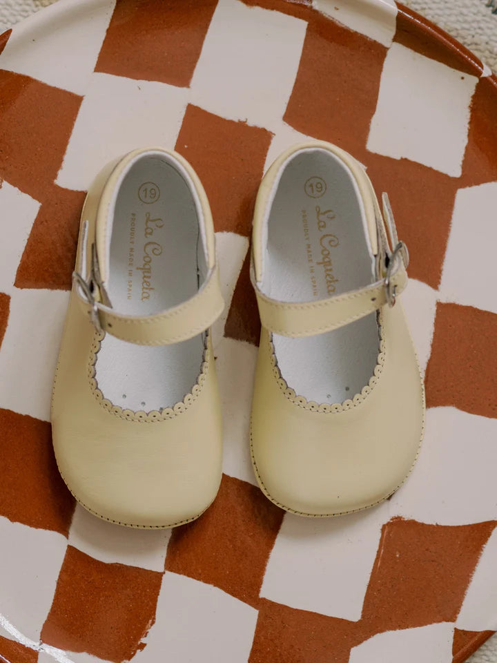 Leather Baby Mary Jane Shoes | Pale Yellow