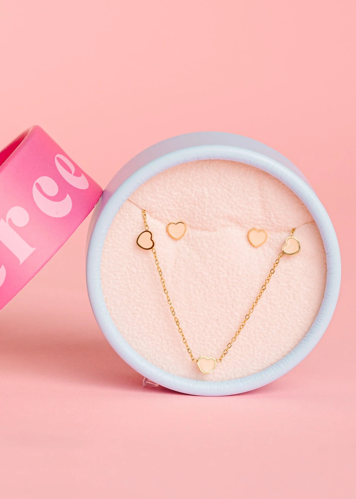 Peachy Heart Necklace/Earring Set