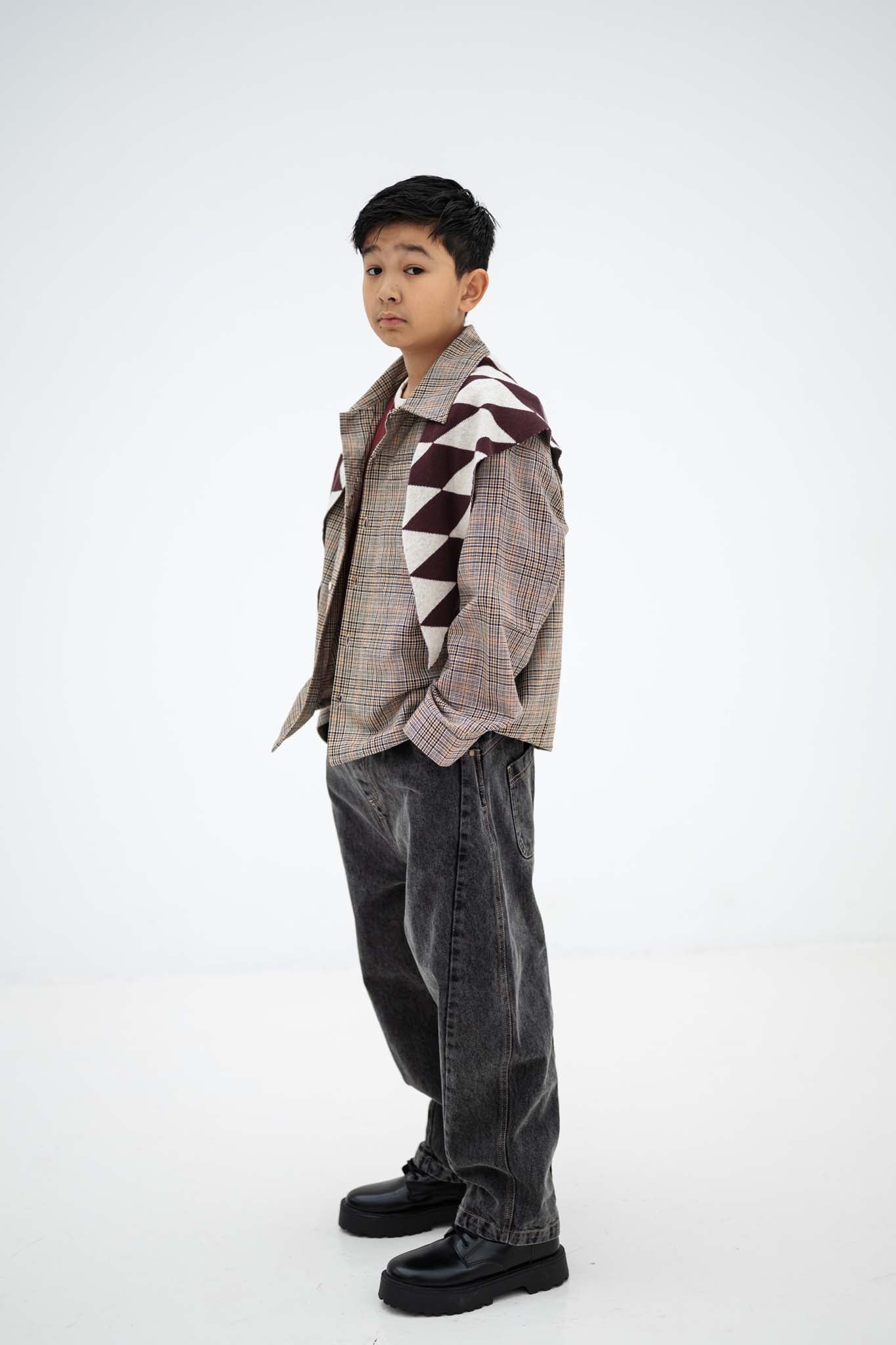 Shirt | Taupe Mini Check