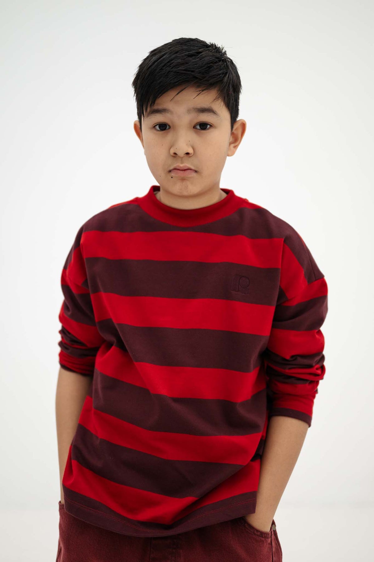 Boxy Sweater | Rusty Mulberry Block Stripe