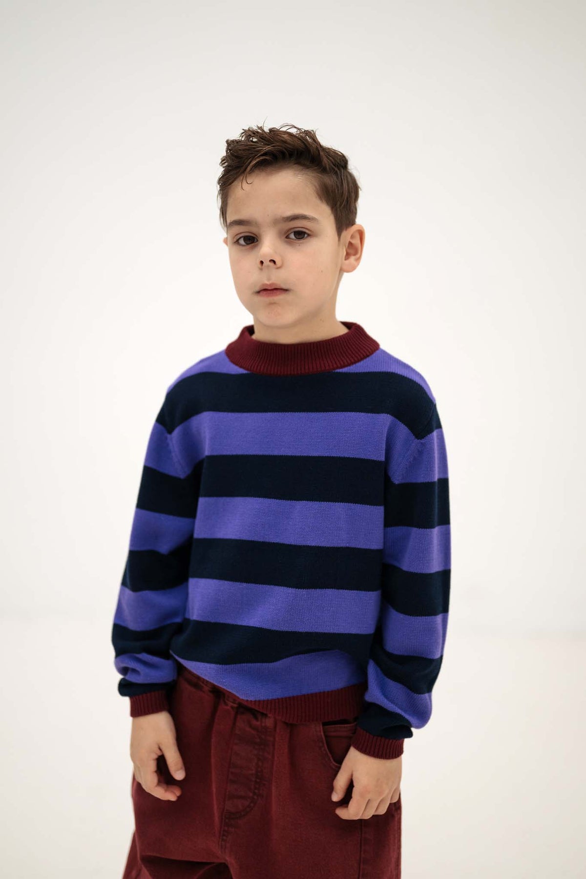 Knit Crew Sweater | Orchid Blue Block Stripe