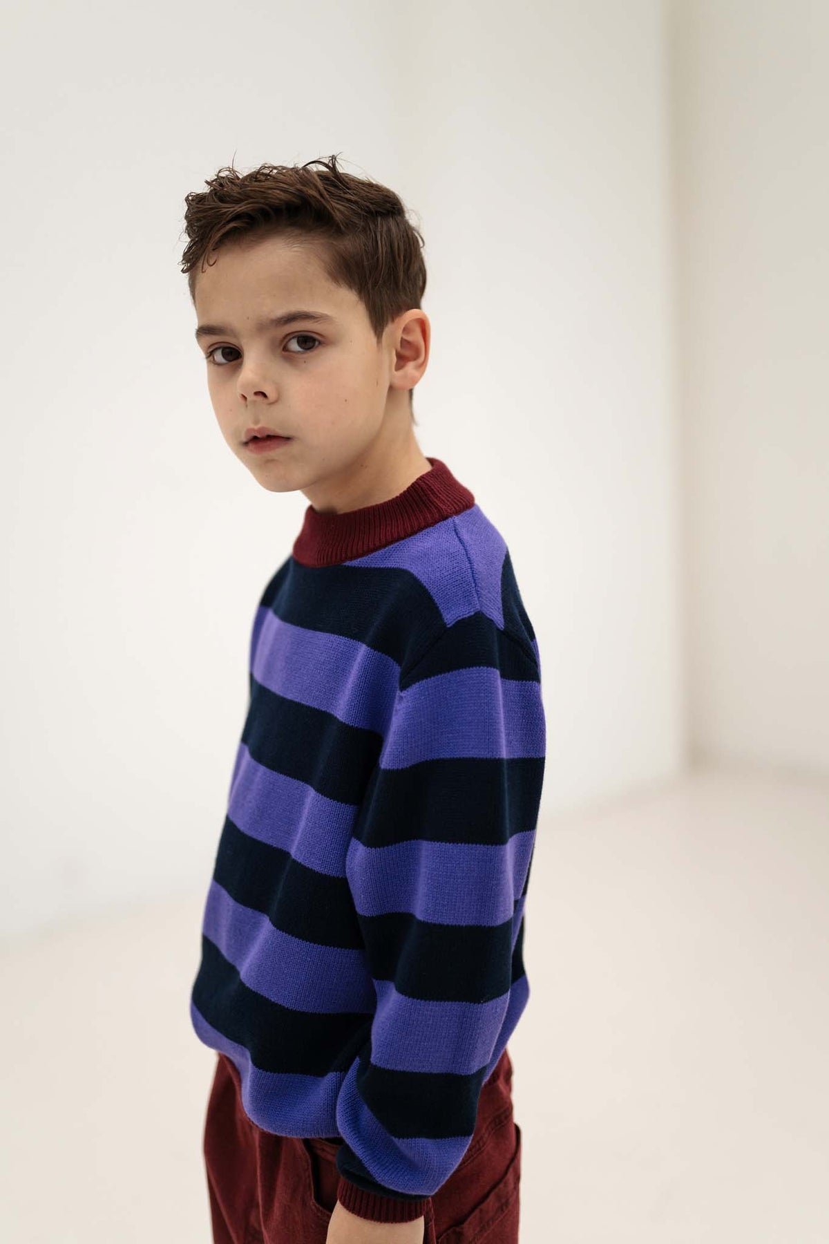 Knit Crew Sweater | Orchid Blue Block Stripe