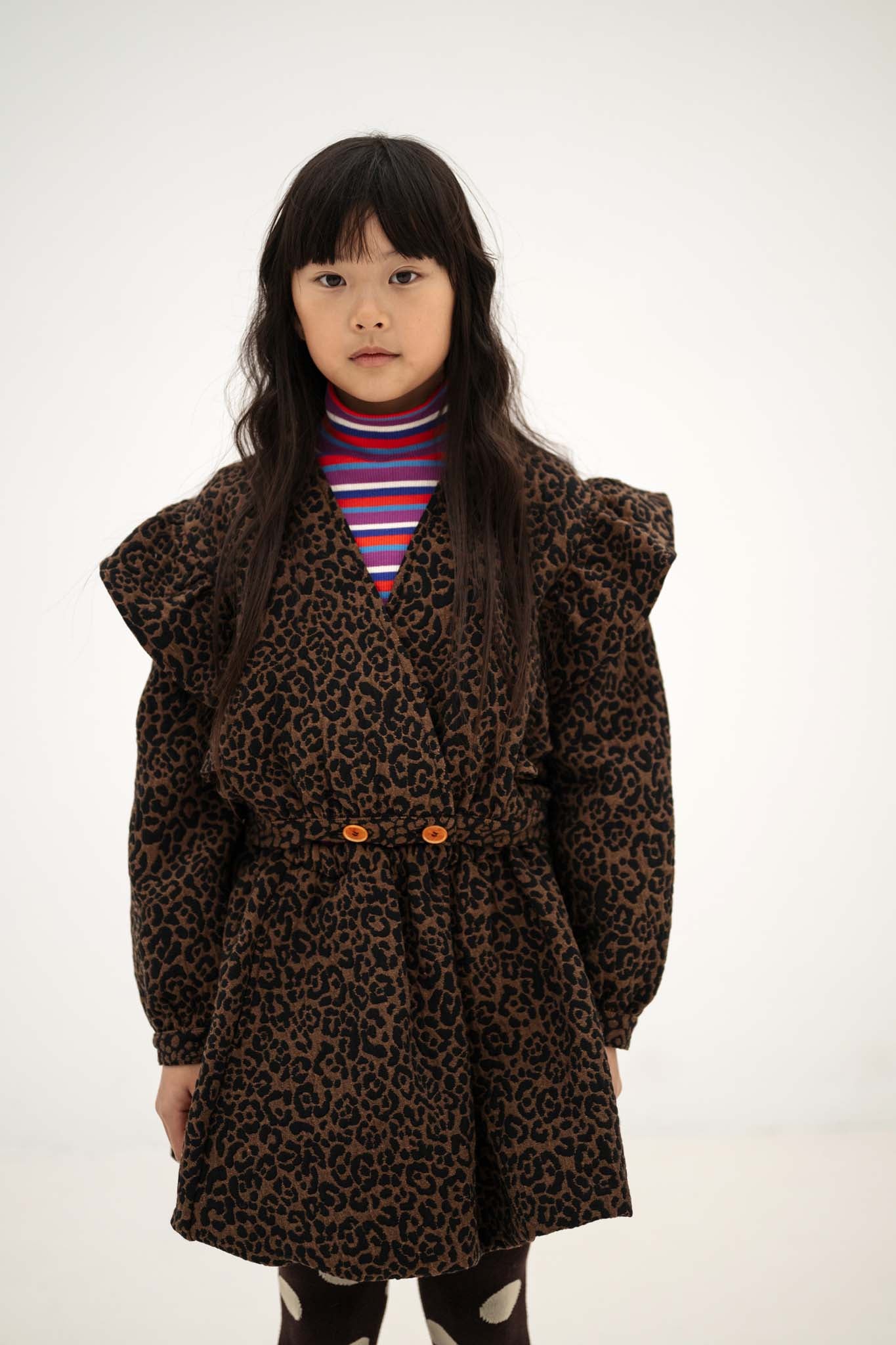 Balloon Mini Skirt | Chocolate Leopard Jacquard