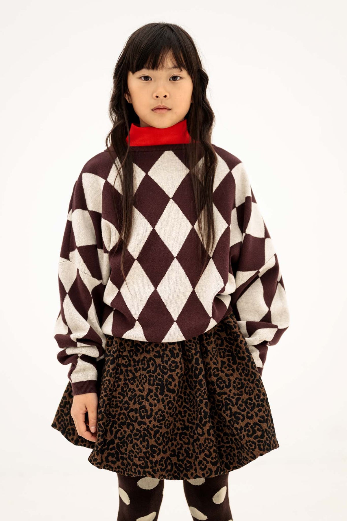 Balloon Mini Skirt | Chocolate Leopard Jacquard