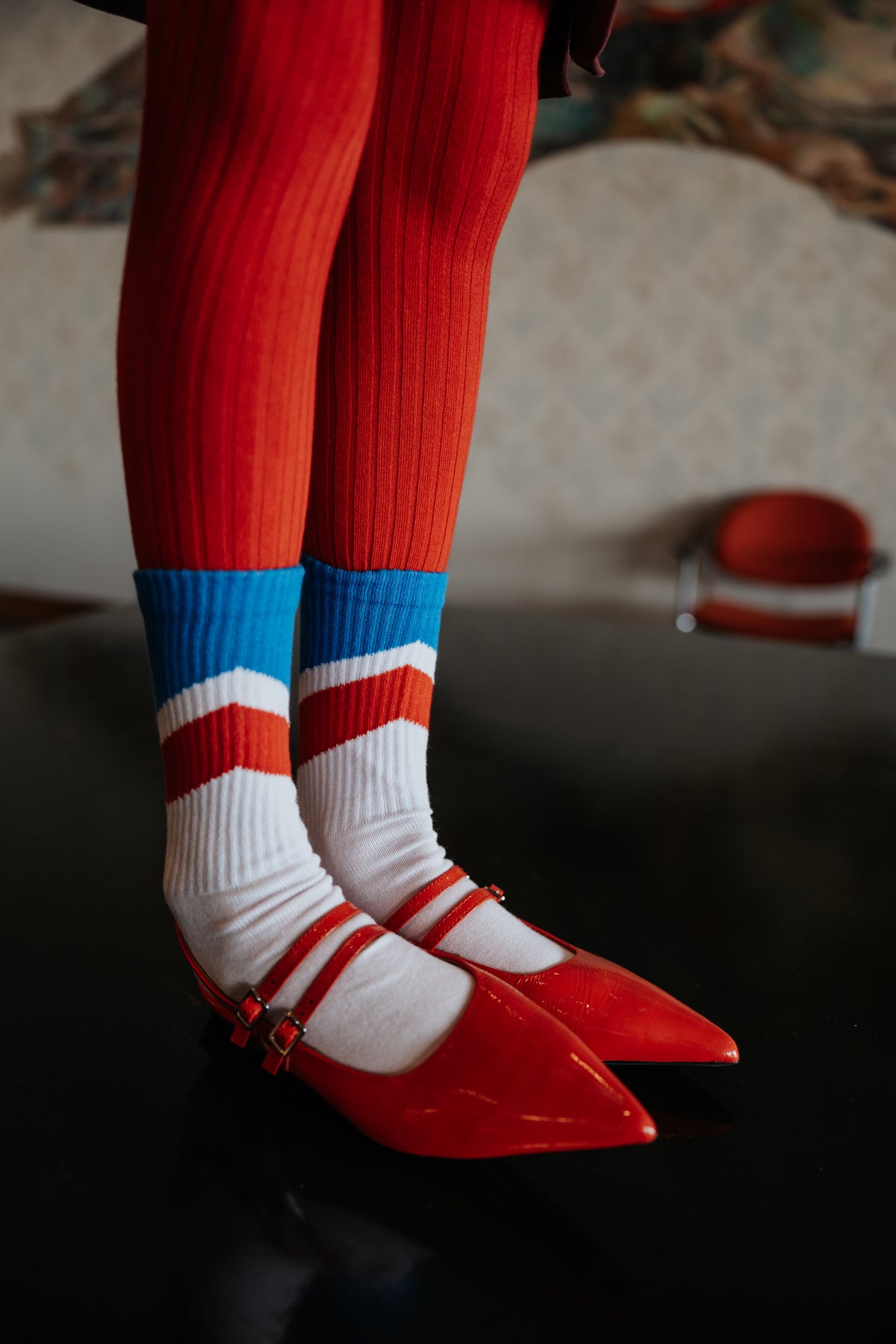 Sporty Socks | White Diagonal Stripe