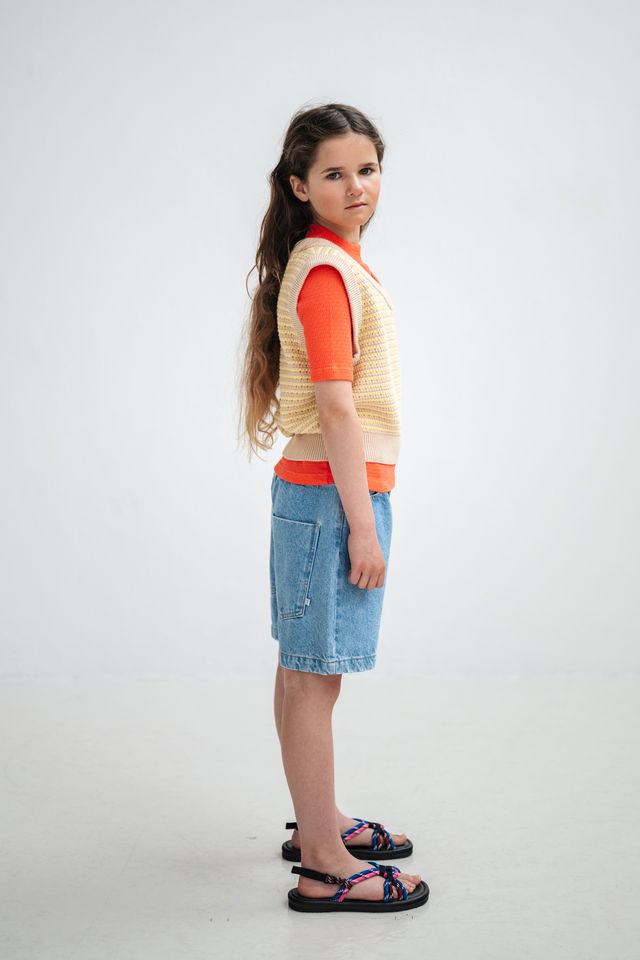 V Neck Spencer | Soft Yellow Stripe