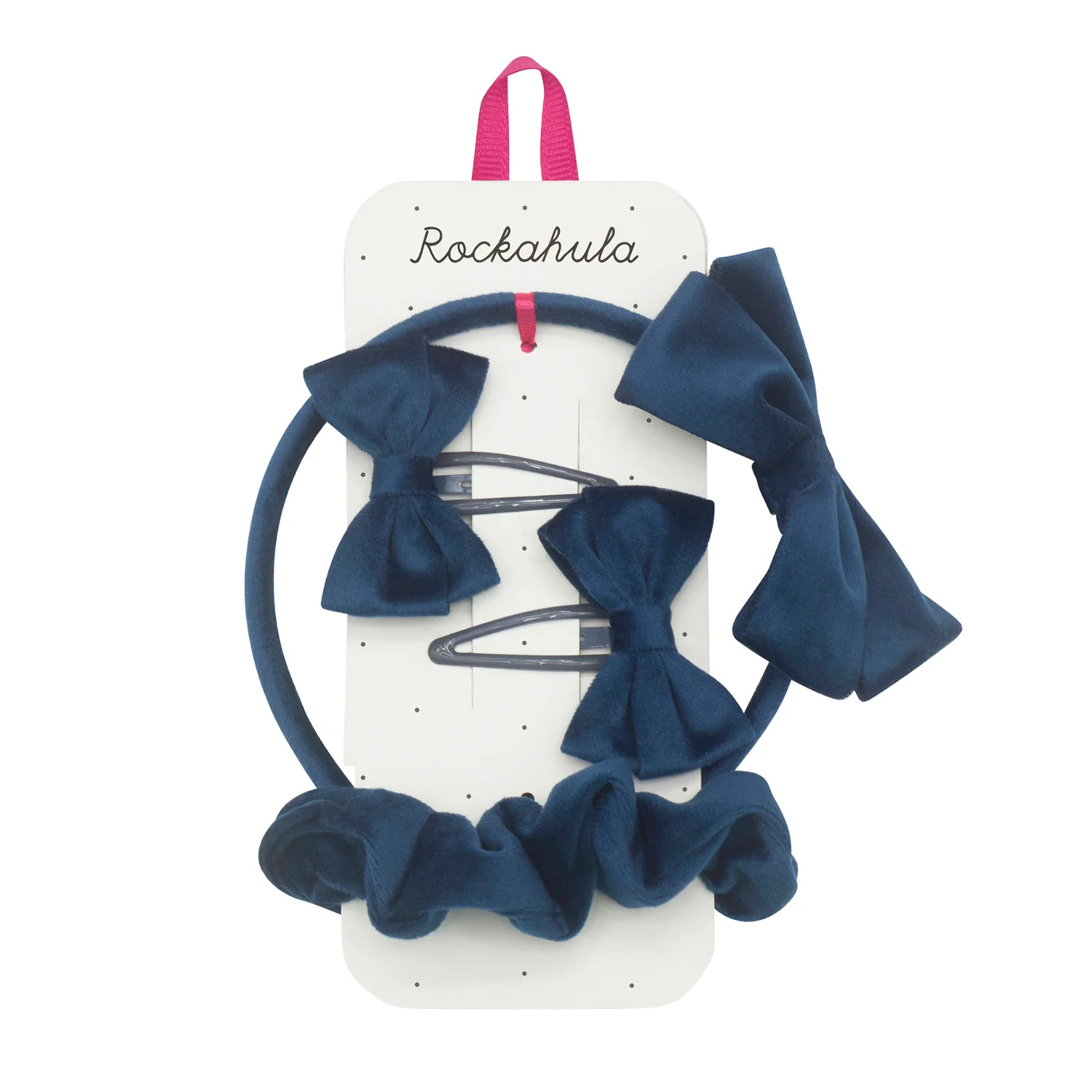 Velvet Bow School Hair Set | Blue