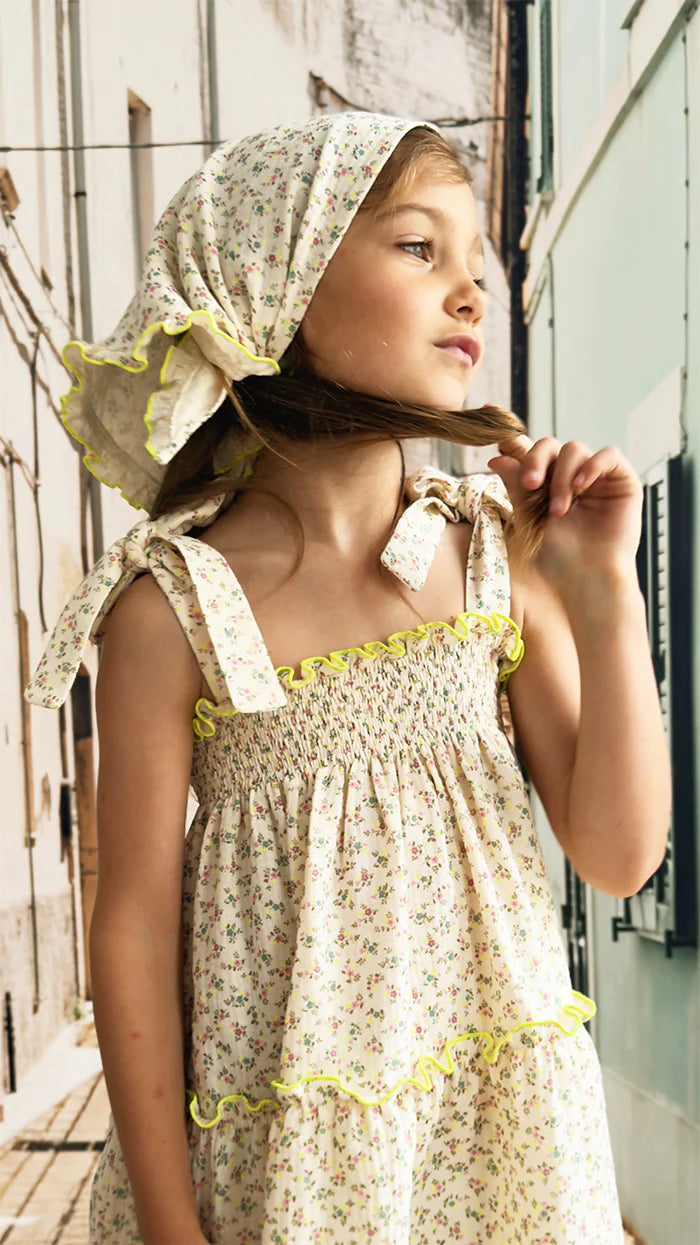 Muslin Floral Dress | Yellow & Green