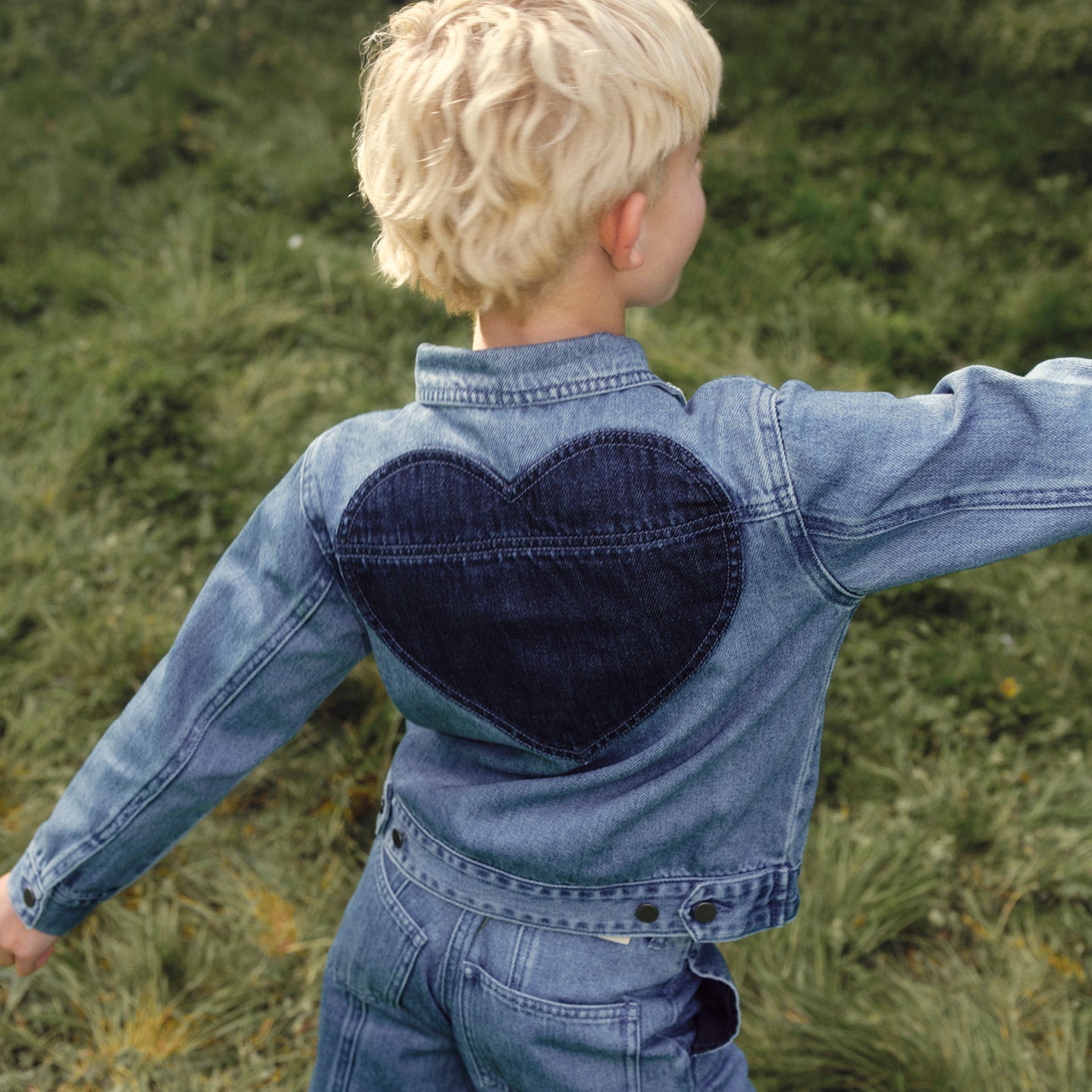 Patch Appliqué Denim Jacket | Air Force Blue