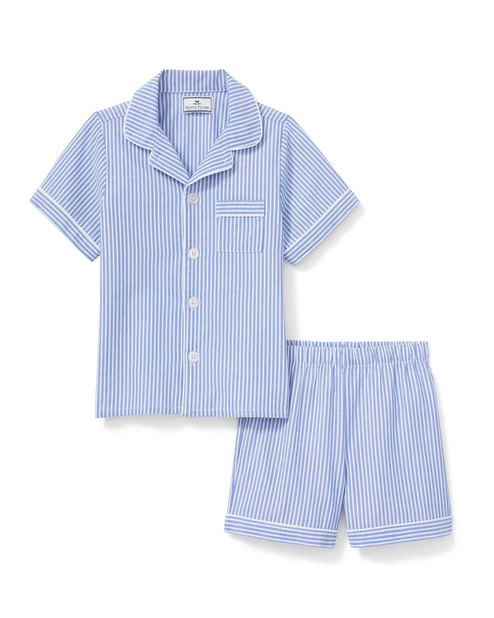 Twill Pajama Short Set | French Blue Heritage Stripe