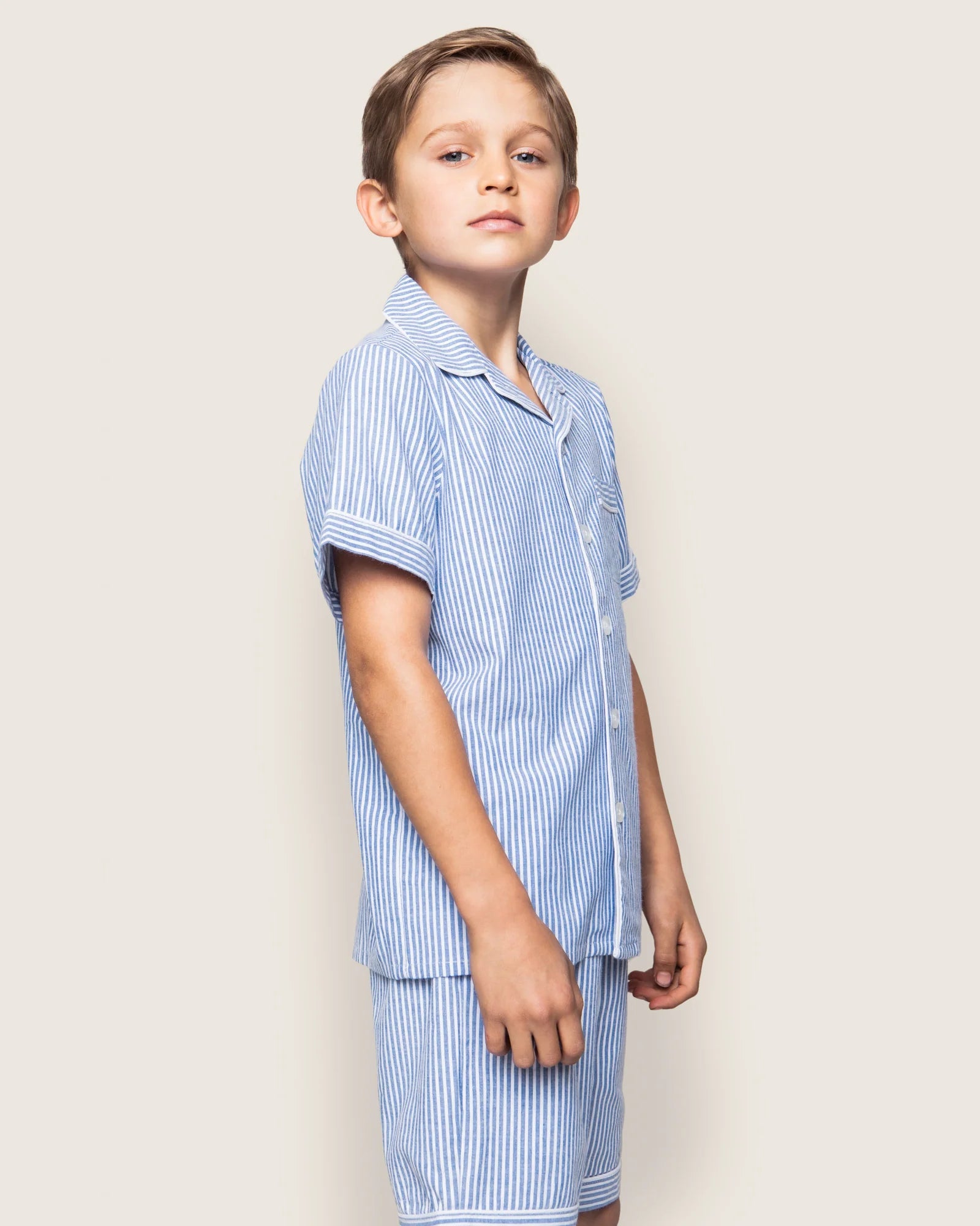 Twill Pajama Short Set | French Blue Heritage Stripe