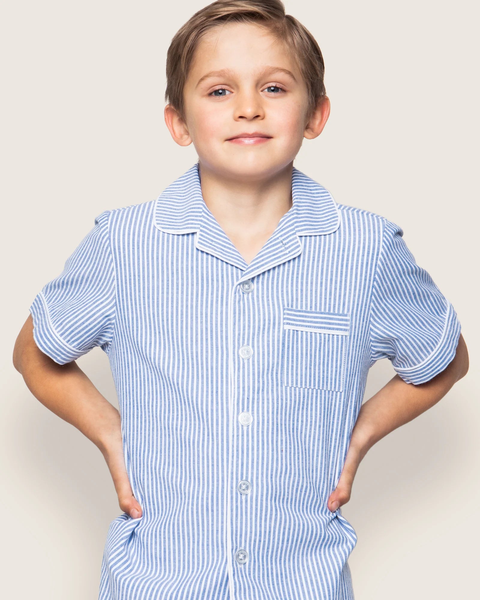 Twill Pajama Short Set | French Blue Heritage Stripe
