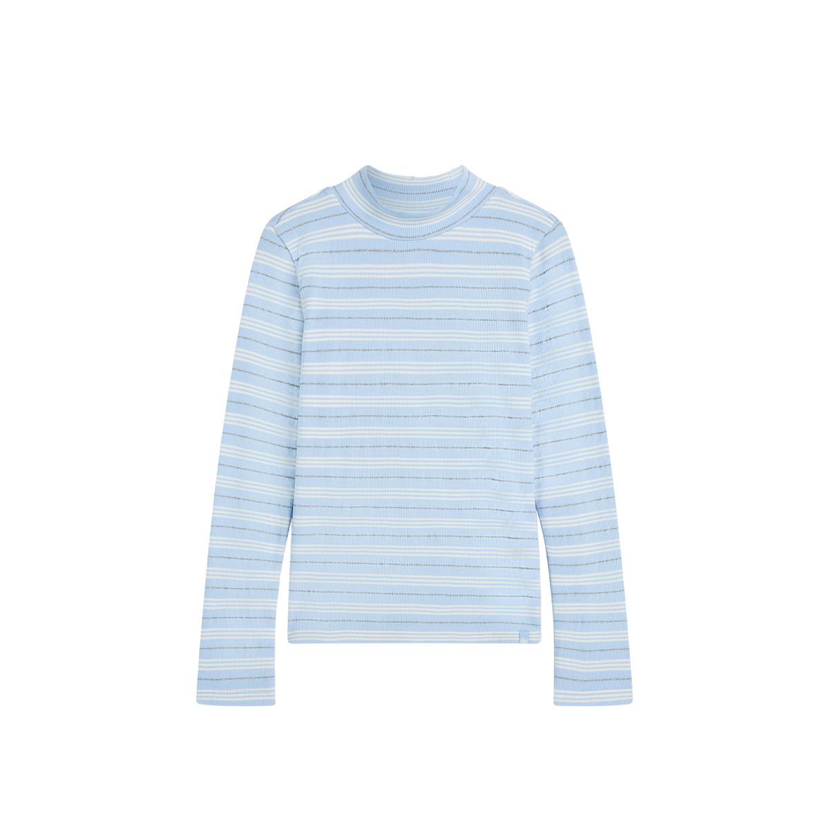 Mock Neck T-Shirt | Cerulean Stripe