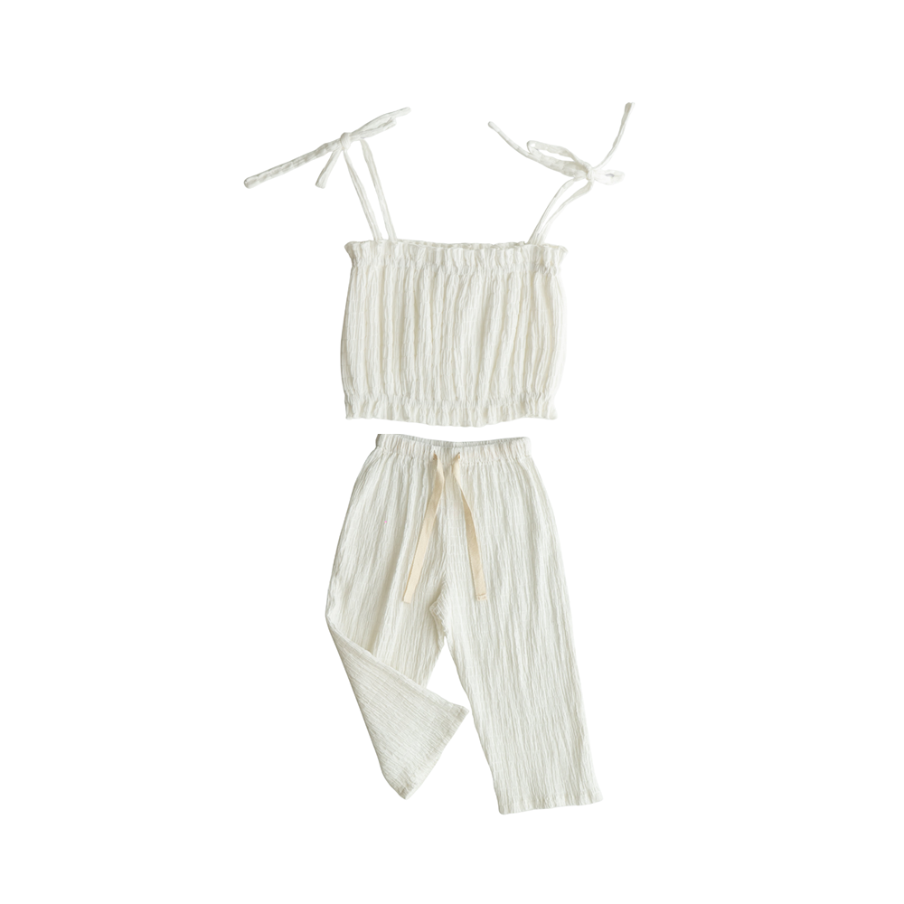 Ziggy Top with Paloma Pant Cringkle Set | White
