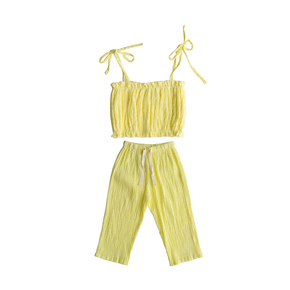 Ziggy Top with Paloma Pant Cringkle Set | Yellow