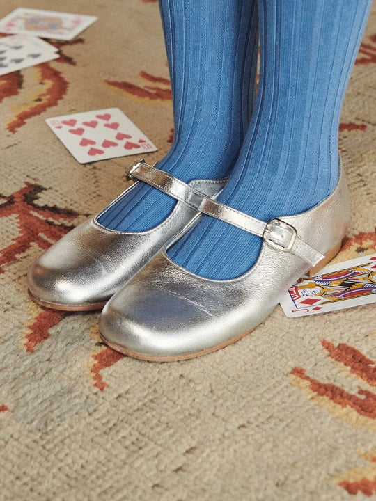 Leather Mary Jane Shoes | Silver