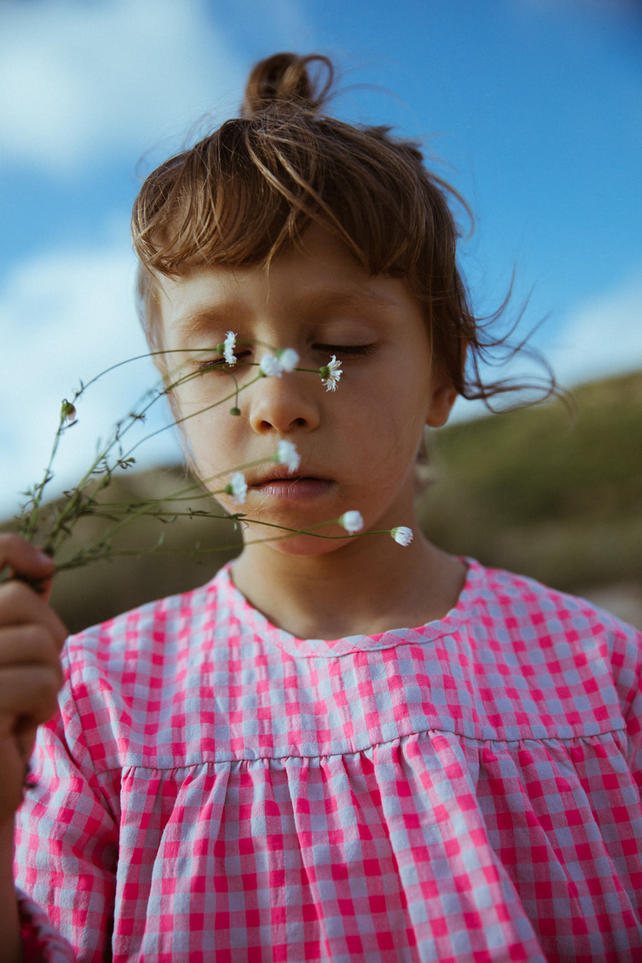 Kids Balloon Pyjama Set | Hot Pink Gingham