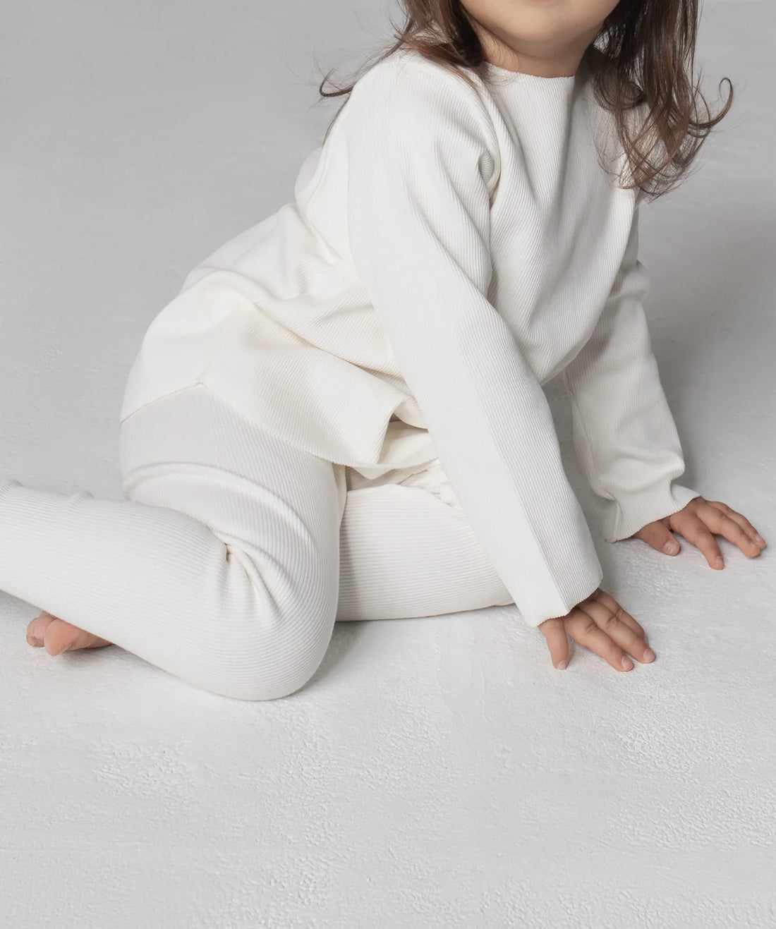 Rib Sweatshirt Set- White